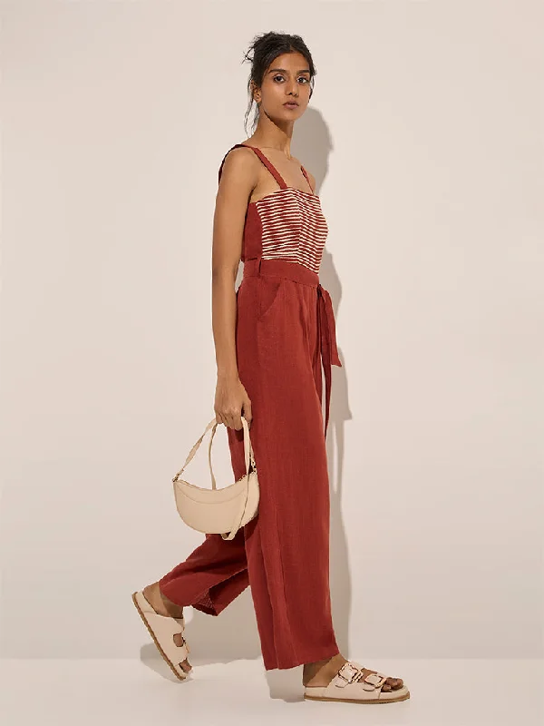Mini dresses with gathered skirts for a voluminous effect LOV Rust Embroidered Linen-Blend Jumpsuit with Belt Mini dresses with gathered skirts for a voluminous effect LOV Rust Embroidered Linen-Blend Jumpsuit with Belt