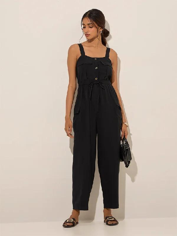 Mini dresses with puff sleeves for a vintage look LOV Black Solid Jumpsuit