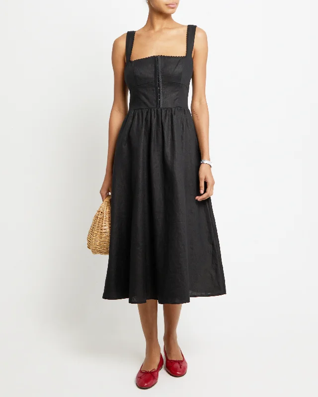 Wrap - style midi dresses in silk for a sophisticated office look Marina Linen Dress Wrap - style midi dresses in silk for a sophisticated office look Marina Linen Dress