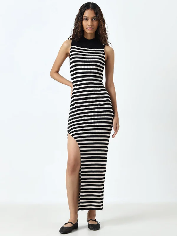 Mini dresses with mesh panels for a sexy and trendy look Nuon Black & Off-White Striped Bodycon Dress Mini dresses with mesh panels for a sexy and trendy look Nuon Black & Off-White Striped Bodycon Dress