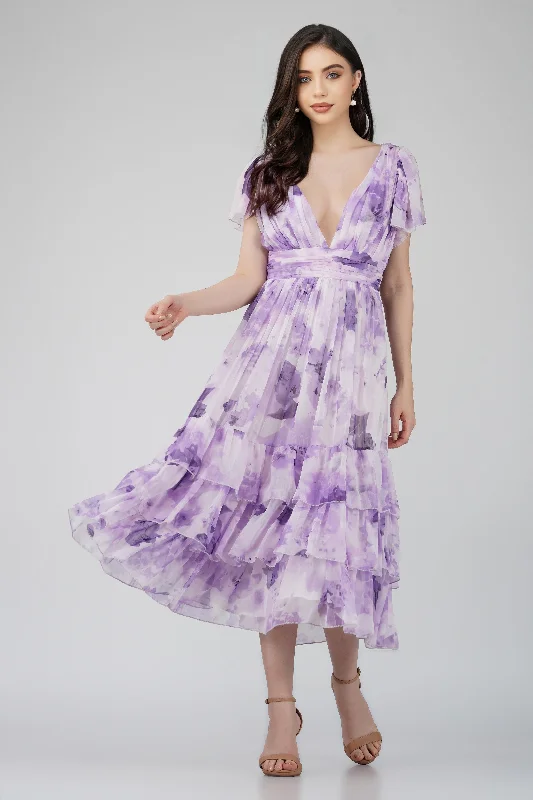 Midi dresses with ruffled bodices for a more pronounced feminine look Madison Lavender Chiffon Bridesmaid Dress Midi dresses with ruffled bodices for a more pronounced feminine look Madison Lavender Chiffon Bridesmaid Dress