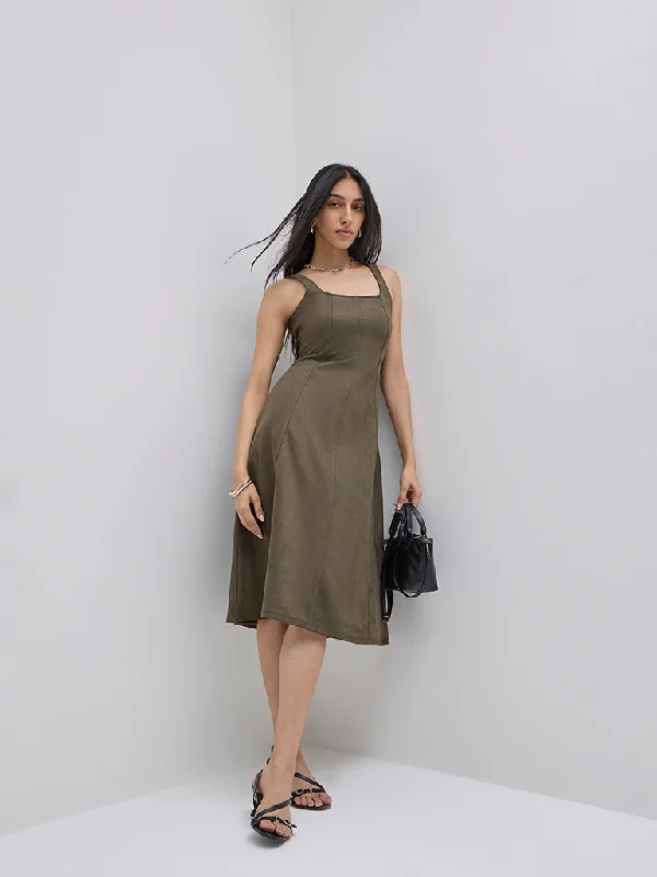Sequined mini dresses for New Year's Eve LOV Olive Cotton Midi Dress