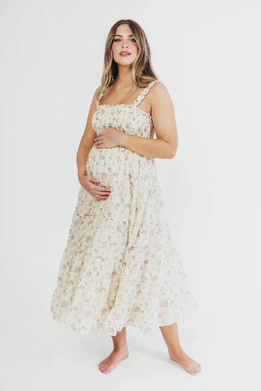 Midi dresses with halter necks for a stylish and comfortable option Ryan Ruffle Midi Dress with Embroidered Detail in Cream/Pink Floral Midi dresses with halter necks for a stylish and comfortable option Ryan Ruffle Midi Dress with Embroidered Detail in Cream/Pink Floral