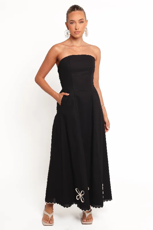 Midi dresses with geometric cutouts for a contemporary and edgy look Paola Midi Dress - Black Midi dresses with geometric cutouts for a contemporary and edgy look Paola Midi Dress - Black