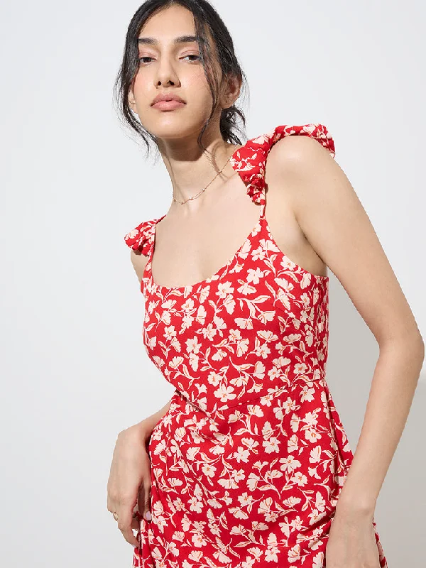 Mini dresses with embroidered details for a unique touch LOV Red Floral Printed A-Line Dress Mini dresses with embroidered details for a unique touch LOV Red Floral Printed A-Line Dress