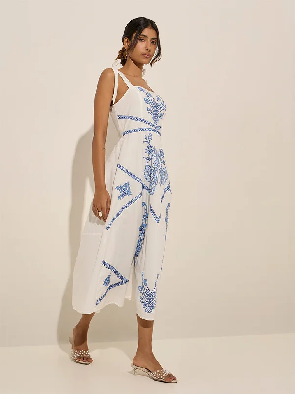 Mini dresses with wrap - around styles LOV White Floral Embroidered Cotton A-Line Dress Mini dresses with wrap - around styles LOV White Floral Embroidered Cotton A-Line Dress