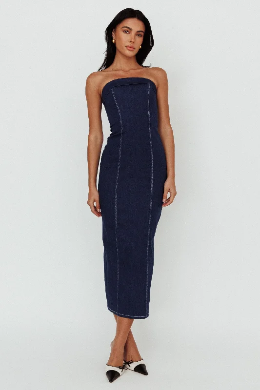 High - low midi dresses with geometric patterns for a modern party Press Play Strapless Maxi Dress Indigo High - low midi dresses with geometric patterns for a modern party Press Play Strapless Maxi Dress Indigo