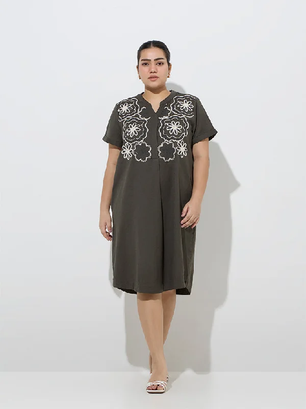 Mini dresses with spaghetti straps for a delicate look Gia Olive Floral Embroidered Cotton-Blend Straight Dress Mini dresses with spaghetti straps for a delicate look Gia Olive Floral Embroidered Cotton-Blend Straight Dress