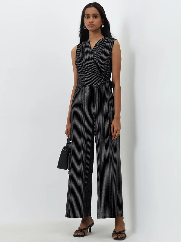 Denim mini dresses with distressed details Wardrobe Black Striped Design Jumpsuit