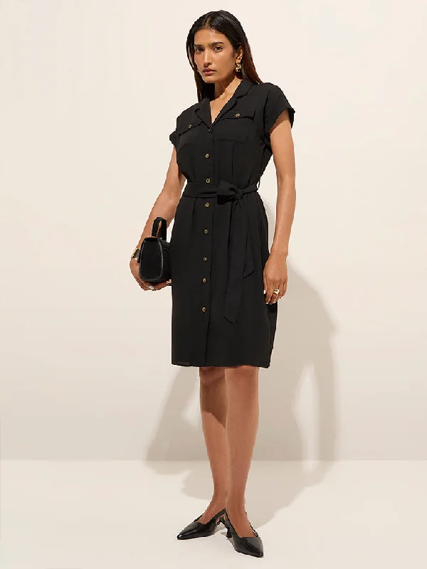 Mini dresses with belted waists for a defined silhouette Wardrobe Black Shirt Dress with Belt Mini dresses with belted waists for a defined silhouette Wardrobe Black Shirt Dress with Belt