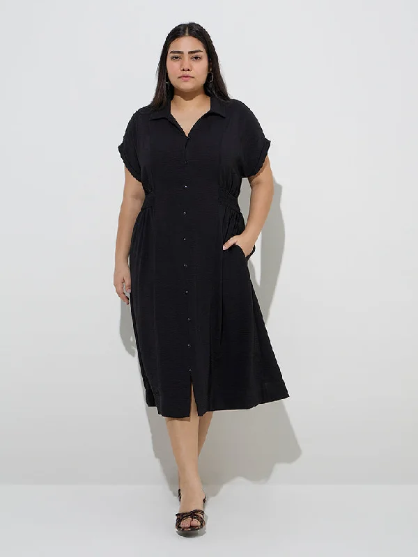 Mini dresses with criss - cross backs for a flirty look Gia Black Crinkle-Textured A-Line Dress Mini dresses with criss - cross backs for a flirty look Gia Black Crinkle-Textured A-Line Dress