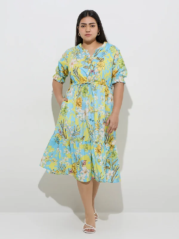 Mini dresses with puff sleeves for a vintage look Gia Multicolour Botanical Design Cotton A-Line Dress Mini dresses with puff sleeves for a vintage look Gia Multicolour Botanical Design Cotton A-Line Dress