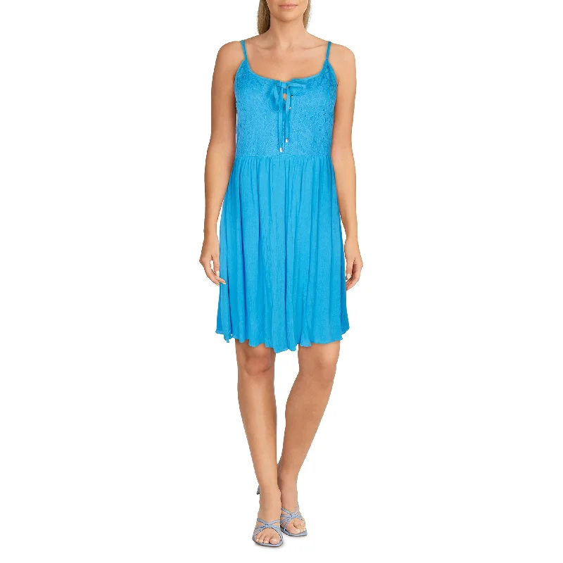 Mini dresses with puff sleeves for a vintage look mySTYLE Women's Summer Sizzle Solid Tie Front Dress Mini dresses with puff sleeves for a vintage look mySTYLE Women's Summer Sizzle Solid Tie Front Dress