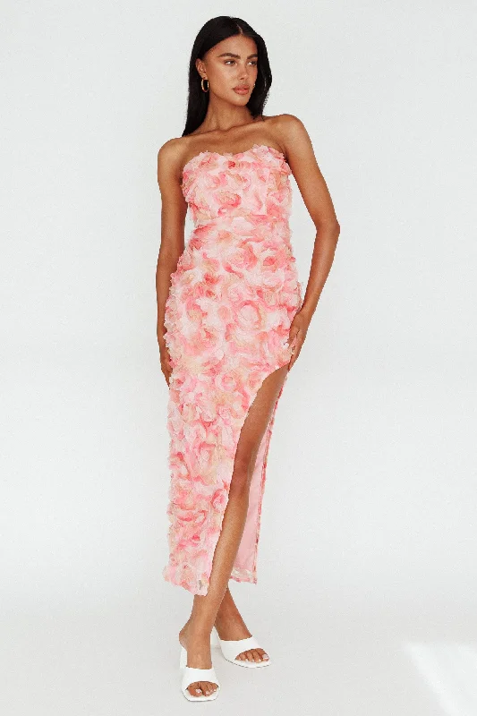 Midi dresses with ruffled hems for a romantic date night In Paris Embellished Midi Dress Pink Midi dresses with ruffled hems for a romantic date night In Paris Embellished Midi Dress Pink
