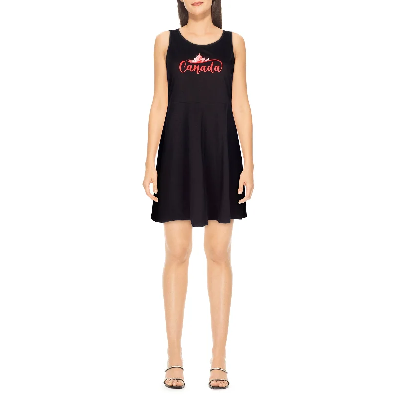 Mini dresses with off - the - shoulder styles Canada EH! Women's Canada Day Sleeveless Skater Dress Mini dresses with off - the - shoulder styles Canada EH! Women's Canada Day Sleeveless Skater Dress
