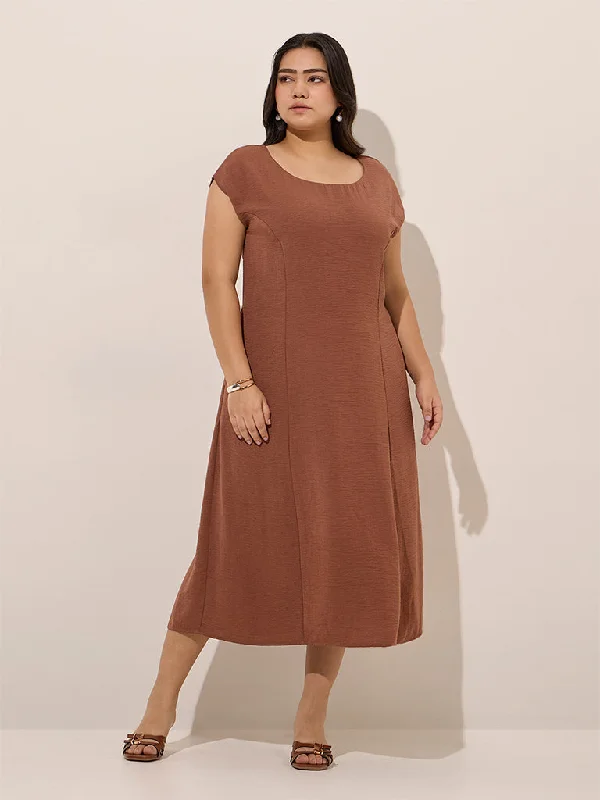 Mini dresses with off - the - shoulder styles Gia Brown Crinkle-Textured A-Line Dress Mini dresses with off - the - shoulder styles Gia Brown Crinkle-Textured A-Line Dress