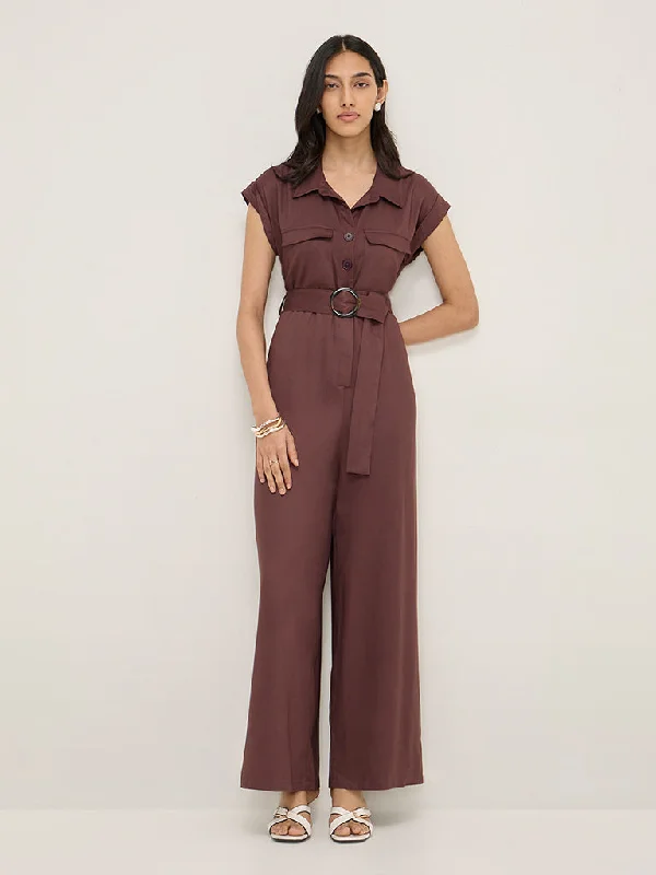 Mini dresses with embroidered details for a unique touch LOV Brown Belted Cotton Jumpsuit with Belt Mini dresses with embroidered details for a unique touch LOV Brown Belted Cotton Jumpsuit with Belt