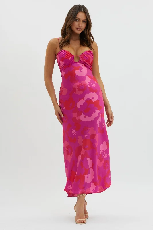 Midi dresses with satin - finish fabrics for a luxurious feel In A Daze Gathered Bust Midi Dress Pink Midi dresses with satin - finish fabrics for a luxurious feel In A Daze Gathered Bust Midi Dress Pink