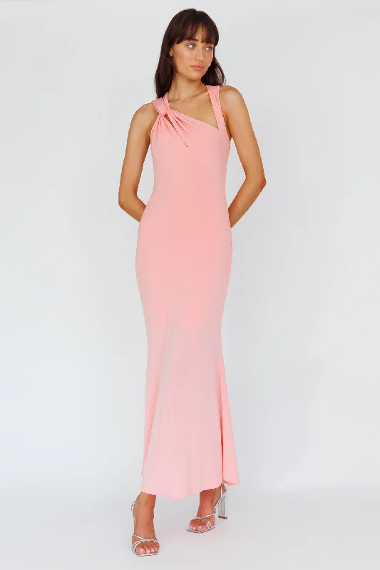 Maxi - inspired midi dresses with flowing fabrics for a beachy vibe Karyl Shoulder Sash Midi Dress Apricot Maxi - inspired midi dresses with flowing fabrics for a beachy vibe Karyl Shoulder Sash Midi Dress Apricot