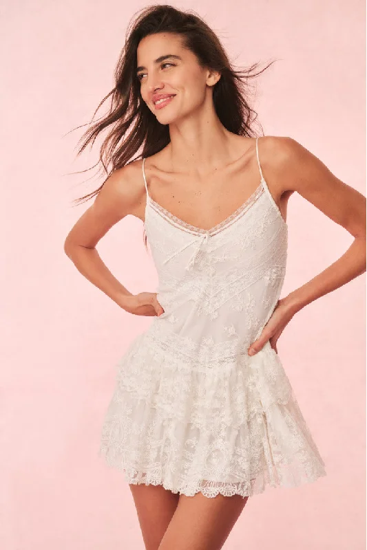 Mini dresses with mesh panels for a sexy and trendy look Beauval Lace Mini Dress