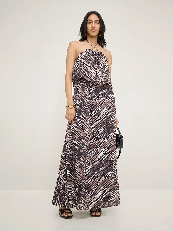 Mini dresses with V - necklines for a flattering shape LOV Multicolour Animal Print Halter-Neck Maxi Dress Mini dresses with V - necklines for a flattering shape LOV Multicolour Animal Print Halter-Neck Maxi Dress