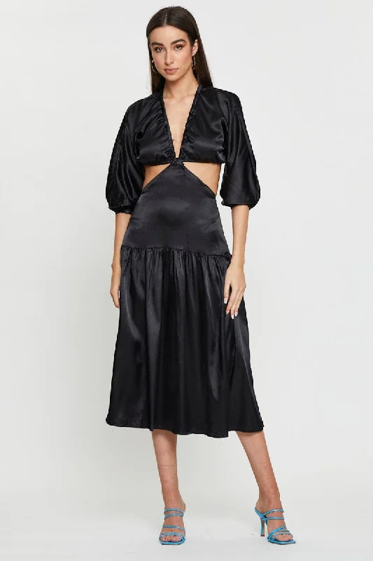 Midi dresses with empire waists for a flattering maternity option Black Midi Dress Short Sleeve Midi dresses with empire waists for a flattering maternity option Black Midi Dress Short Sleeve