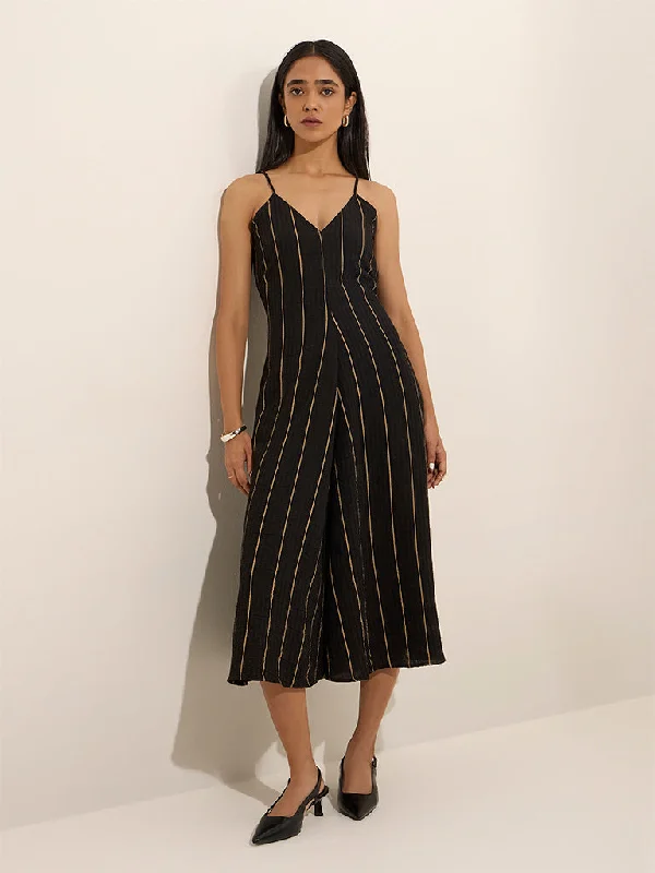 Mini dresses with criss - cross backs for a flirty look Wardrobe Black Striped A-Line Dress Mini dresses with criss - cross backs for a flirty look Wardrobe Black Striped A-Line Dress