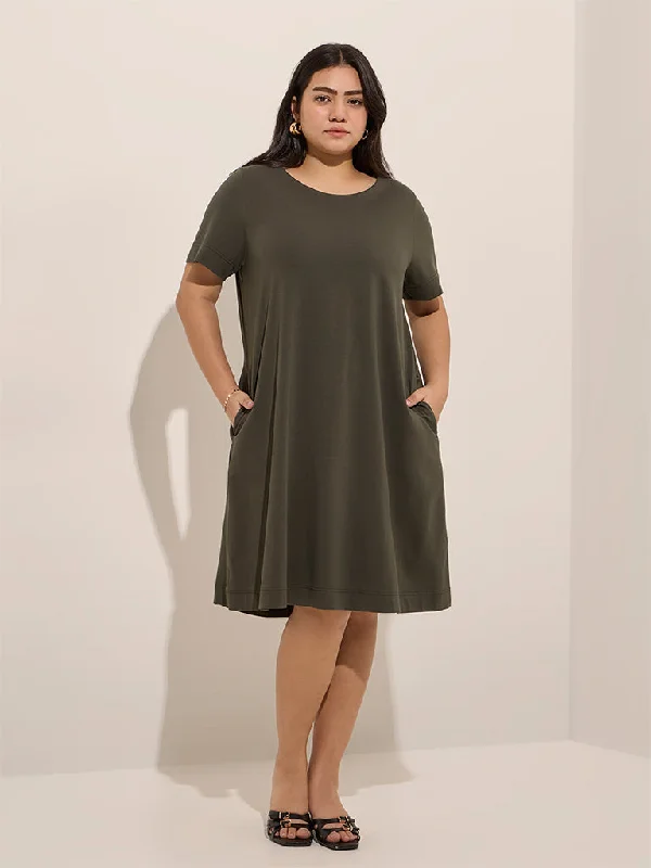 Mini dresses with geometric prints for a modern aesthetic Gia Olive Solid Cotton-Blend A-Line Dress Mini dresses with geometric prints for a modern aesthetic Gia Olive Solid Cotton-Blend A-Line Dress