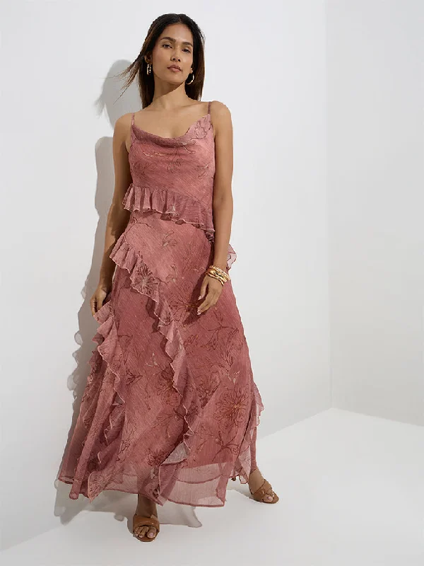 Mini dresses with gathered skirts for a voluminous effect Wardrobe Dusty Pink Floral Design A-Line Dress Mini dresses with gathered skirts for a voluminous effect Wardrobe Dusty Pink Floral Design A-Line Dress