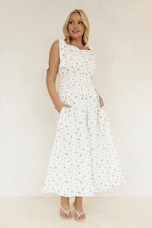 Wrap - style midi dresses in silk for a sophisticated office look Leticia Midi Dress - Blue Ditsy Floral Wrap - style midi dresses in silk for a sophisticated office look Leticia Midi Dress - Blue Ditsy Floral