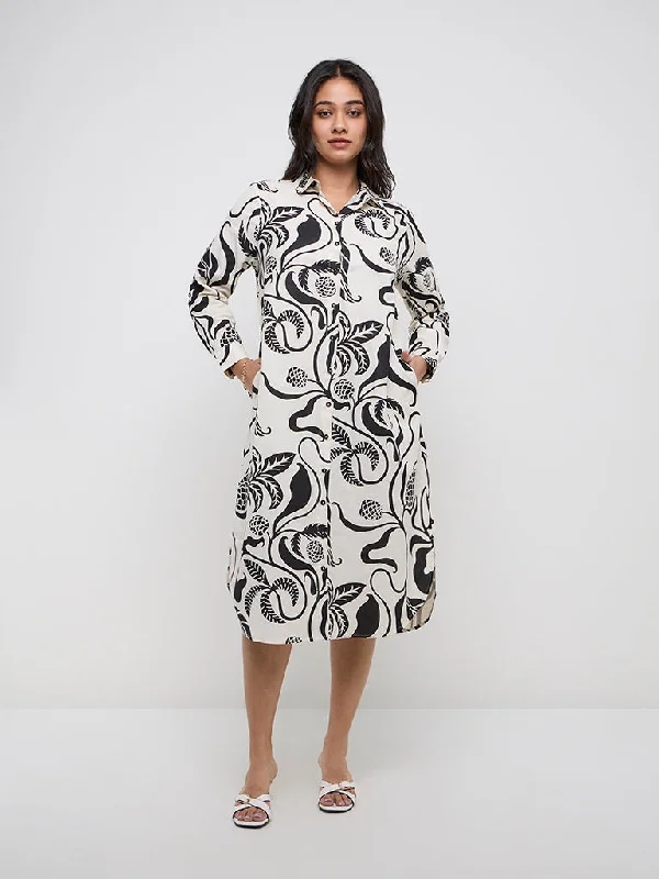 Mini dresses with cut - out details for a trendy look Gia Off-White Botanical Printed Cotton-Blend Shirt Dress Mini dresses with cut - out details for a trendy look Gia Off-White Botanical Printed Cotton-Blend Shirt Dress