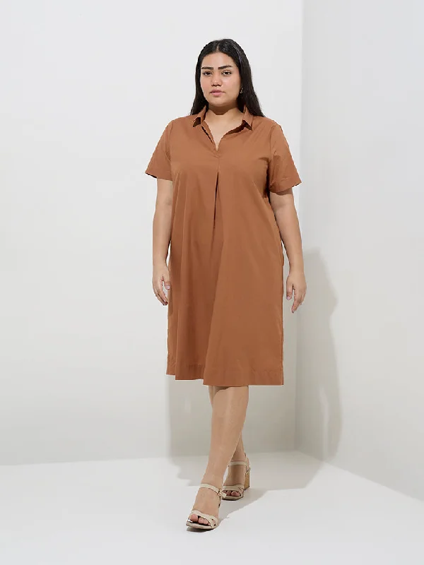 Mini dresses with side slits for a sexy appeal Gia Brown Solid A-Line Dress