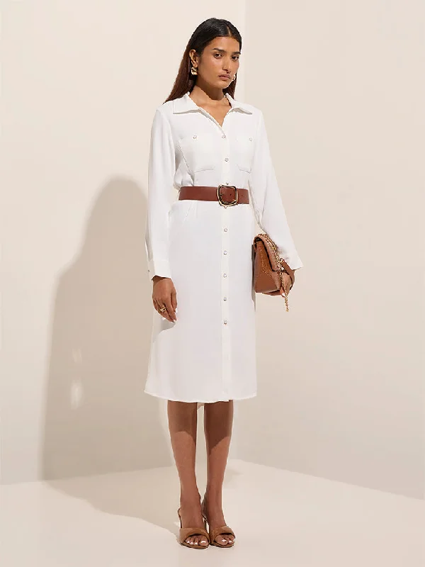 Mini dresses with empire waists for a flattering fit Wardrobe White Shirt Dress with Belt Mini dresses with empire waists for a flattering fit Wardrobe White Shirt Dress with Belt