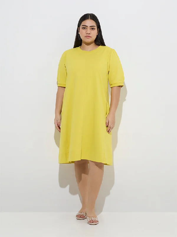 Mini dresses with keyhole necklines Gia Lime Cotton A-Line Dress