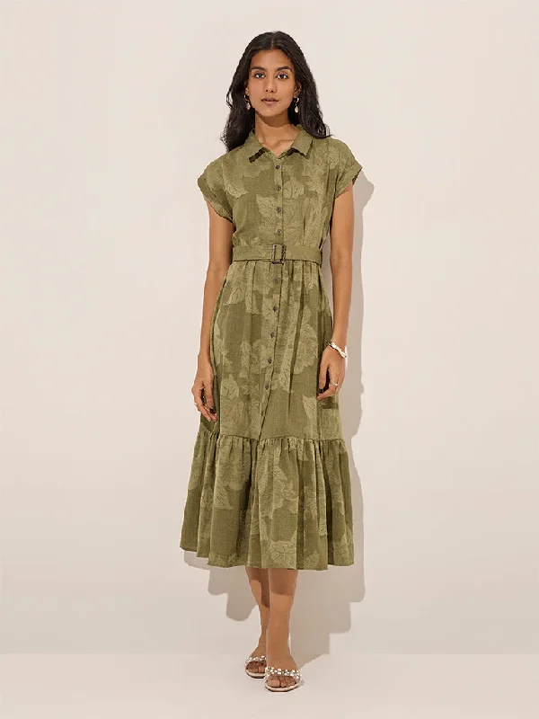 Mini dresses with asymmetric hems for a fashion - forward look LOV Olive Tiered Shirt Dress with Belt