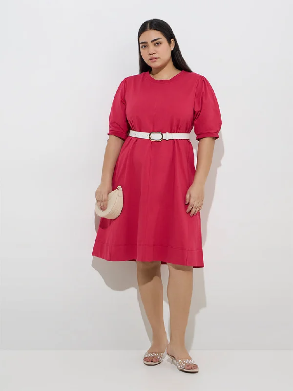 Mini dresses with tiered skirts for added volume Gia Dark Pink Cotton A-Line Dress