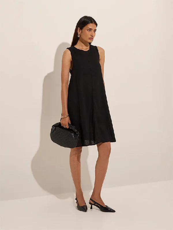 Plaid mini dresses for fall fashion Wardrobe Black Solid A-Line Dress