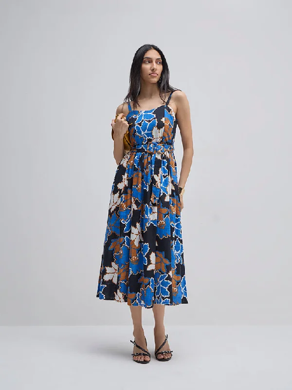 Satin mini dresses for a luxurious feel LOV Multicolour Floral Print Cotton A-Line Dress with Belt Satin mini dresses for a luxurious feel LOV Multicolour Floral Print Cotton A-Line Dress with Belt