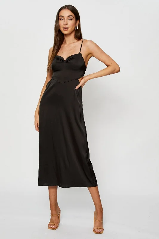 Midi dresses with bow accents for a sweet and charming look Black Midi Dress Cowl Neck Satin Midi dresses with bow accents for a sweet and charming look Black Midi Dress Cowl Neck Satin