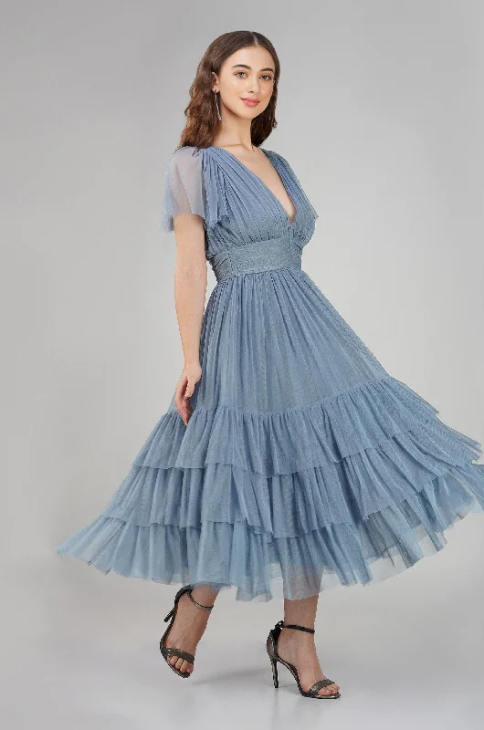 Midi dresses with ribbed textures for a unique and tactile appearance Madison Dusty Blue Bridesmaid Dress Midi dresses with ribbed textures for a unique and tactile appearance Madison Dusty Blue Bridesmaid Dress