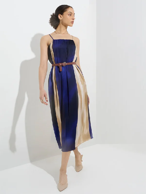 Mini dresses with fringe for a bohemian style Wardrobe Multicolour Colour-Blocked A-Line Dress with Belt Mini dresses with fringe for a bohemian style Wardrobe Multicolour Colour-Blocked A-Line Dress with Belt