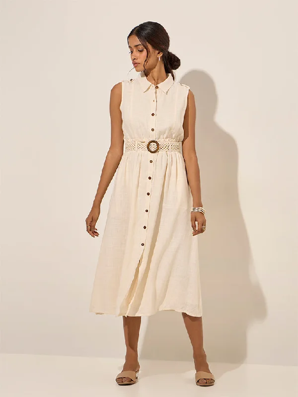 Mini dresses with cut - out details for a trendy look LOV Light Beige Solid Linen-Blend Shirt Dress with Belt Mini dresses with cut - out details for a trendy look LOV Light Beige Solid Linen-Blend Shirt Dress with Belt