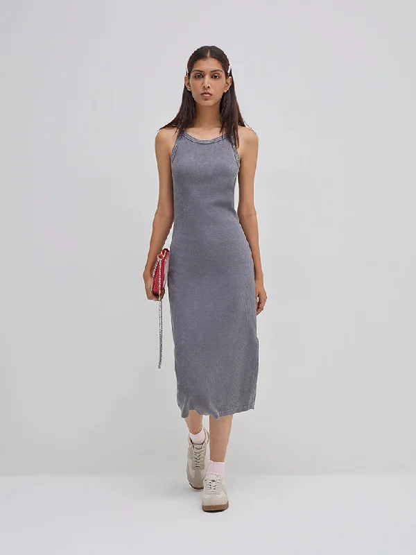 Printed mini dresses for a casual day out Nuon Grey Ribbed Textured Cotton Bodycon Dress Printed mini dresses for a casual day out Nuon Grey Ribbed Textured Cotton Bodycon Dress