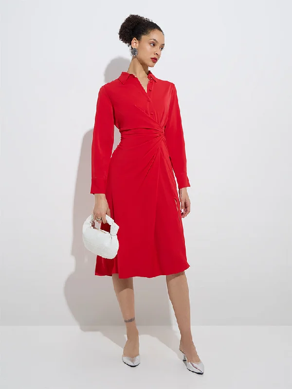 Strapless mini dresses for a beach vacation Wardrobe Red Wrap Dress