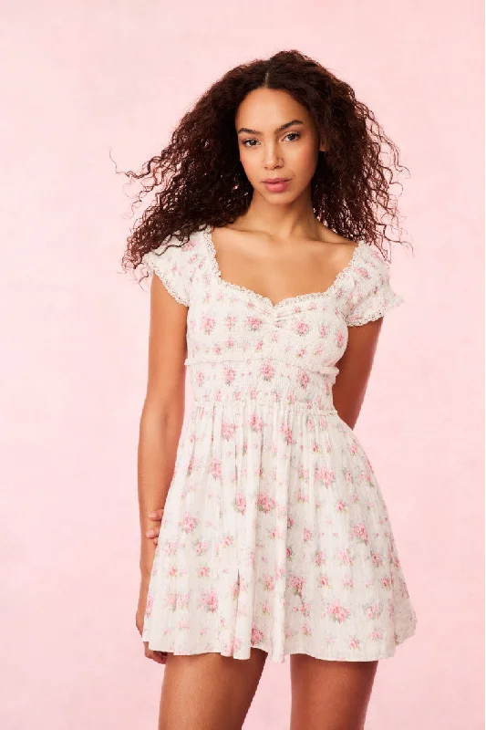 Mini dresses with cut - out details for a trendy look Siona Cotton Floral Mini Dress Mini dresses with cut - out details for a trendy look Siona Cotton Floral Mini Dress