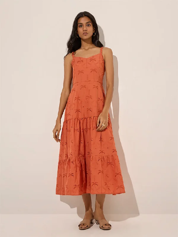 Mini dresses with cold - shoulder designs LOV Orange Tropical Embroidered A-Line Cotton Dress Mini dresses with cold - shoulder designs LOV Orange Tropical Embroidered A-Line Cotton Dress