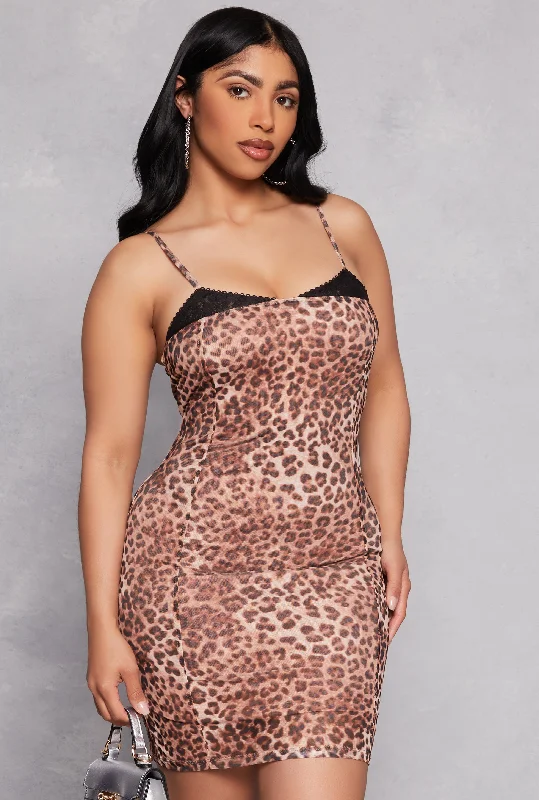 Mini dresses with one - shoulder designs Almost Famous Lace Detail Patterned Cami Dress Mini dresses with one - shoulder designs Almost Famous Lace Detail Patterned Cami Dress