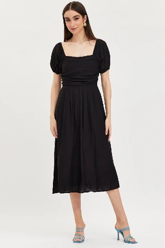 Midi dresses with polka dot prints for a playful summer outfit Black Midi Dress Evening Square Neck Midi dresses with polka dot prints for a playful summer outfit Black Midi Dress Evening Square Neck