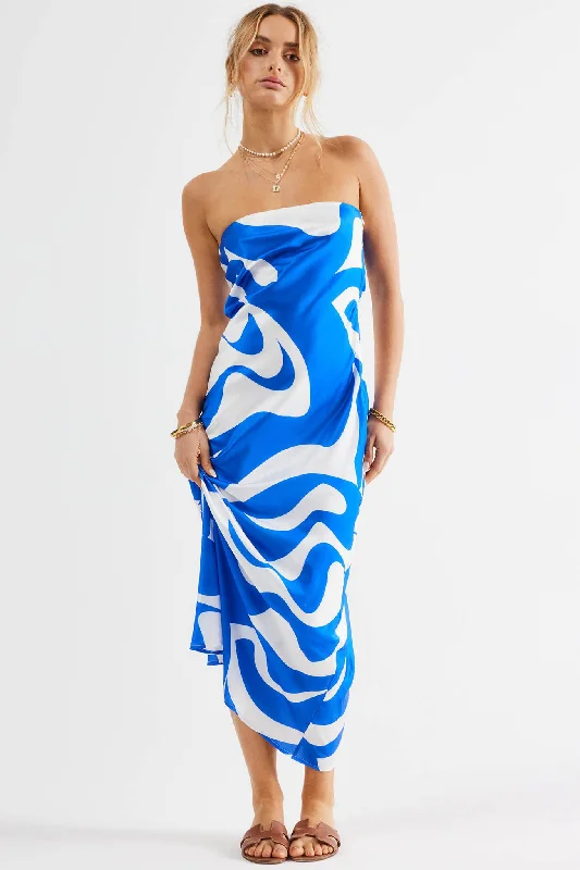 Midi dresses with sheer panels for a touch of allure SNDYS Angel Midi Dress Swirl Blue Midi dresses with sheer panels for a touch of allure SNDYS Angel Midi Dress Swirl Blue