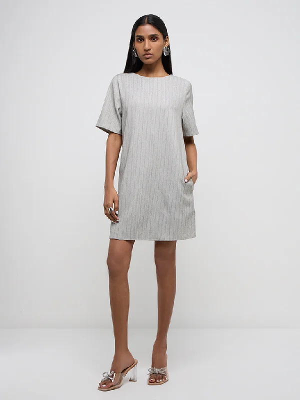 Mini dresses with polka dot patterns Wardrobe Grey Embellished Straight Dress